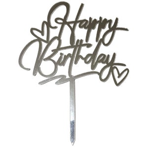 Alles Gute zum Geburtstag Cake Topper Partydekoration Silber Lieferungen