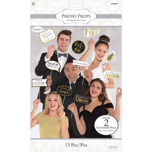 Photo Booth Props Wedding Party Funny Signs Stick Selfie Reception