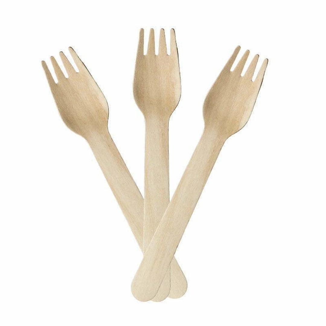 200-Pack Wooden Disposable Forks – Biodegradable Bamboo Cutlery For Parties, Cake, Fruit, Camping