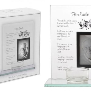 Memorial Candle Holder Tealight Glass Photo Frame Dad Husband Sympathy Gift