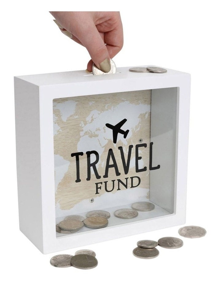 Our Adventure Fund x2 &Coffee Cash Wooden Vacation Shadow Box,Savings Piggy  Bank