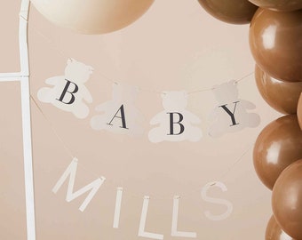 Customisable Baby Shower Banner Hanging Bunting Party Decorations Supplies