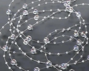 5m Clear Pearl Bead Garland String Chain Wedding Party Decoration DIY Craft Trim
