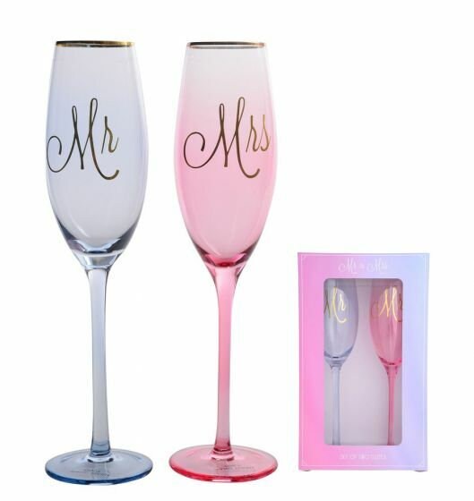 Anniversary Mr Engagement Silver Champagne Flutes With Gift Box Wedding Toasting Gift Sets Wedding Glasses For Bride & Groom & Mrs For Couples 