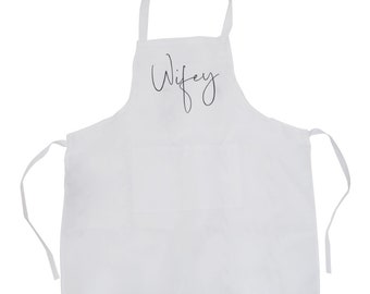 Wifey Wife Apron with Pocket Kitchen Cooking Chef Wedding Couple Gift Funny