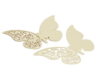Tarjetas de lugar de cristal con diseño de mariposa: juego de 10 etiquetas para nombres de boda color marfil/decoración de mesa
