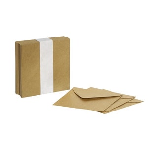 Square Envelopes x50 Kraft Brown 11cm x 11cm For Wedding RSVP Cards
