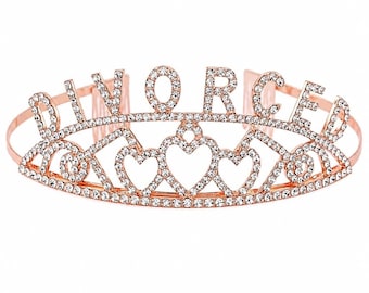 Scheidungsparty-Tiara, roségoldenes Metall, lustiges Geschenk für Geschiedene, Dekorationsartikel