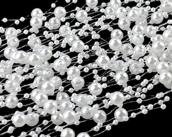 5m White Pearl Bead Garland String Chain Wedding Party Decoration DIY Craft Trim