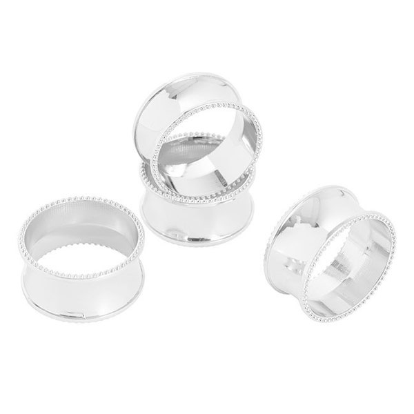 Silver Napkin Rings x 4 Party Table Decorations Metal Dinner Serviette Holders