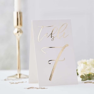 Wedding Table Numbers 1-12 Gold Freestanding Tent Style Cafe Party Decorations