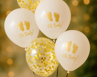 Decoraciones para fiesta de baby shower, globos de confeti dorados unisex para arco