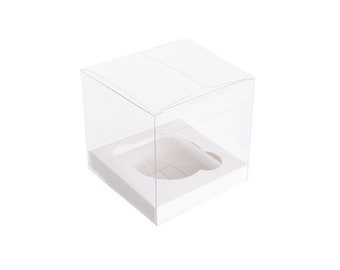 Cupcake Boxes x 10 Single Individual Cup Cake Clear White Decorations Supplies