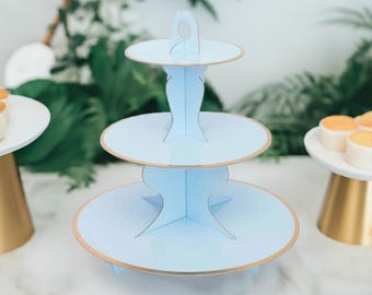 JMIATRY Confezione Da 6 Supporti Per Cupcake A 3 Livelli In Cartone – Torre Rotonda Per Dessert – Colori: Nero, Bianco, Rosa – 30x32 Cm – Per Feste, Matrimoni, Baby Shower E Tè Pomeridiano - 3