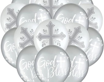 Balloons Decoration Christening Baptism Holy Communion Religious Cross God Party