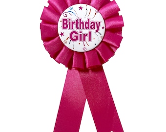 Happy Birthday Badge Girl Gift Pink Party Decorations Supplies Favours