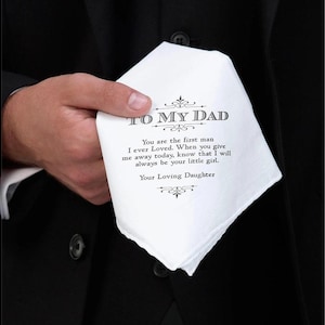 Father of the Bride Gift To My Dad Wedding Present Handkerchief Hanky