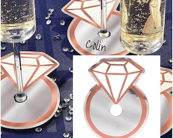 Wine Glass Tags x 18 Bridal Shower Party Decorations Name Wedding Place Cards