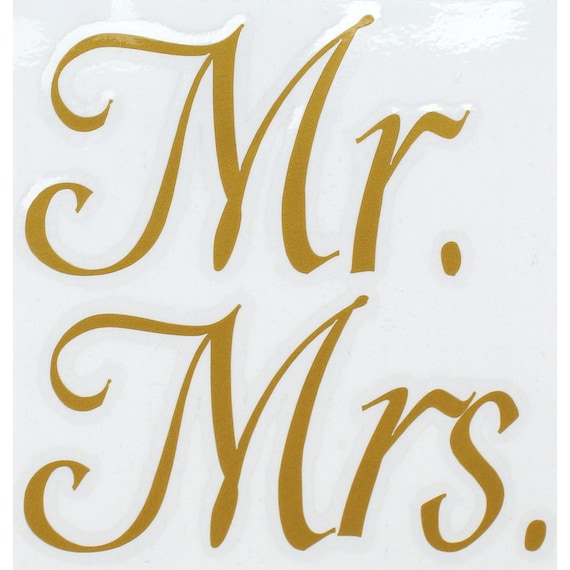 Mr and Mrs Glass Stickers For Wedding Glasses Gold Vinyl Decal Bride Groom Gift