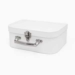 White Suitcase Gift Box with Lid – Decorative Hamper, Keepsake or Wedding Card Box Storage