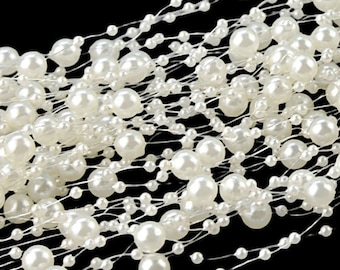 5m Ivory Pearl Bead Garland String Chain Wedding Party Decoration DIY Craft Trim