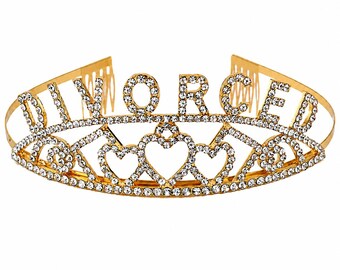 Divorce Party Tiara Gold Metal Funny Divorced Gift Decorations Supplies