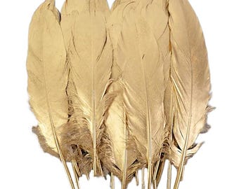 Gold Feathers x 20 Wedding Party Decorations Goose DIY Craft Millinery Supplies