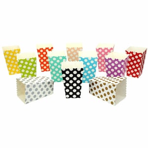 12 mini cajas de palomitas de maíz con lunares para fiestas infantiles, decoración de cumpleaños para la noche de cine.