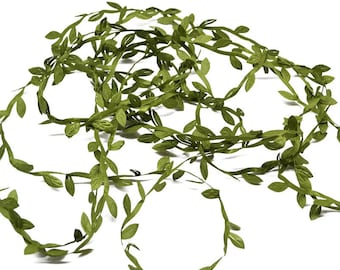 Leaf Ribbon x 10m Green Leaves Craft Trim Party Wedding Garland Decoration