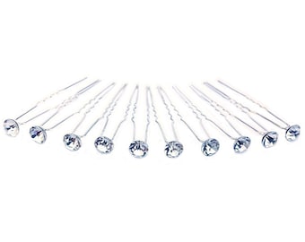 Hair Pins x 10 Hairpins Bobby Clip Bridal Wedding Accessories Clear Crystal