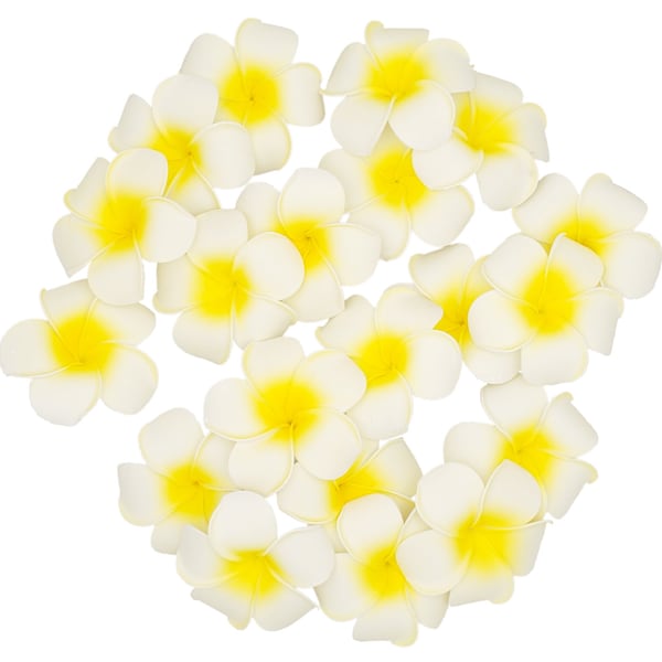 Artificial Frangipani Flowers x20 Small 4-5cm Latex Foam Wedding White Yellow