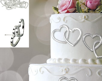 Wedding Cake Decorations Silver Heart Picks x 12 Topper Supplies