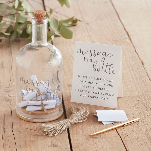 Wedding Guest Book Alternative Message in a Bottle Wishes Cards Signing Game