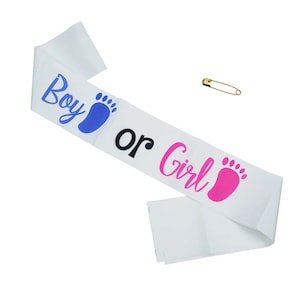 Gender Reveal Party Sash Baby Shower Girl or Boy Decorations Gift Supplies Wear