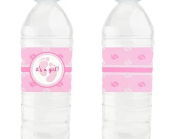 Es ist ein Mädchen Wasserflaschenetiketten x 12 Aufkleber Baby Shower Party Tischdekoration