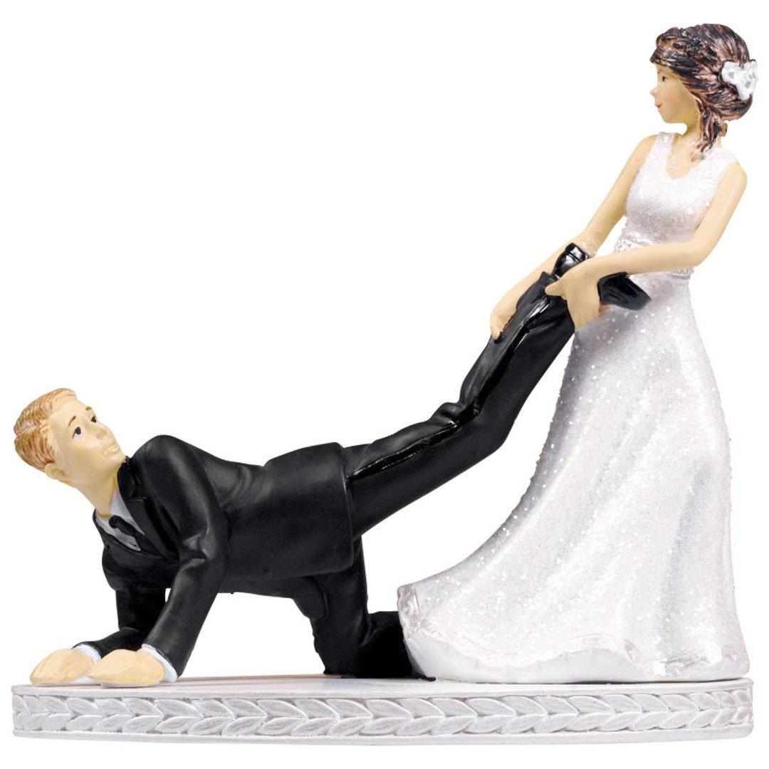 Wedding Cake Topper Bride and Groom Figurines Funny Leg Puller - Etsy Wedding Cake Topper Bride and Groom Figurines Funny Leg Puller - Etsy