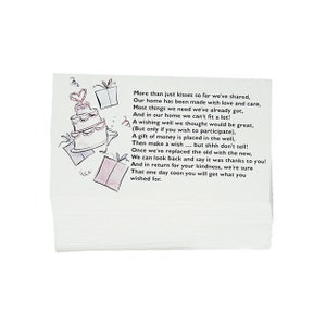 Cartões Wishing Well x 50 Convites de casamento Inserções de mensagens Poema Papelaria