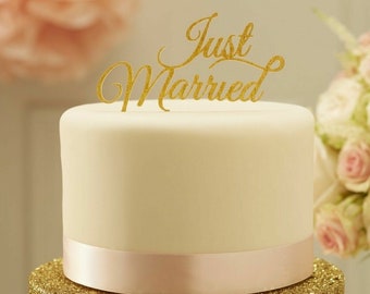 Wedding Cake Topper Just Married Gold Decorations Supplies