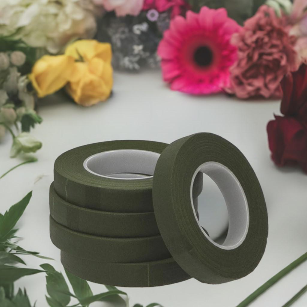 4 Rotoli Nastro Floreale Adesivo Verde Scuro – Larghezza 12 Mm, 27,4 M/rotolo, Per Bouquet E Artigianato