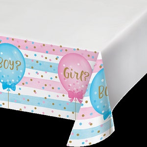 Baby Shower Table Cloth Decorations Gender Reveal Girl or Boy Party Supplies