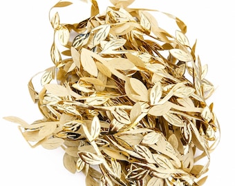 Leaf Ribbon x 10m Gold Leaves Craft Trim Party Wedding Garland Decoration