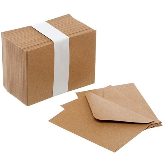 Mini Enveloppes x50 Small Kraft Marron 85mm x 110mm Pour Cartes RSVP  Mariage -  France