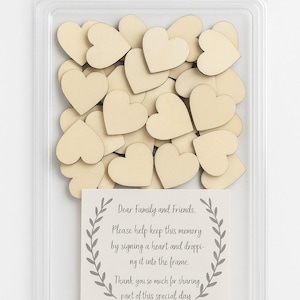 68 corazones de madera para buzón de libro de visitas de boda/piezas para firmar mensajes