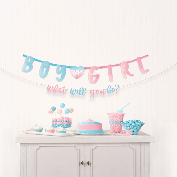 Gender Reveal Banner Baby Shower Decorations Boy or Girl Party