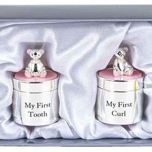 Baby Tooth Keepsake Box First Curl Storage Girl Christening Gifts Silver Present