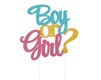 Gender Reveal Baby Shower Cake Topper Boy or Girl Party Decorations Supplies