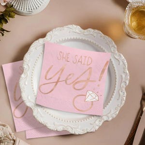 Hens Night Party Paper Cocktail Napkins x16 Serviettes She Said Yes Table Decoration