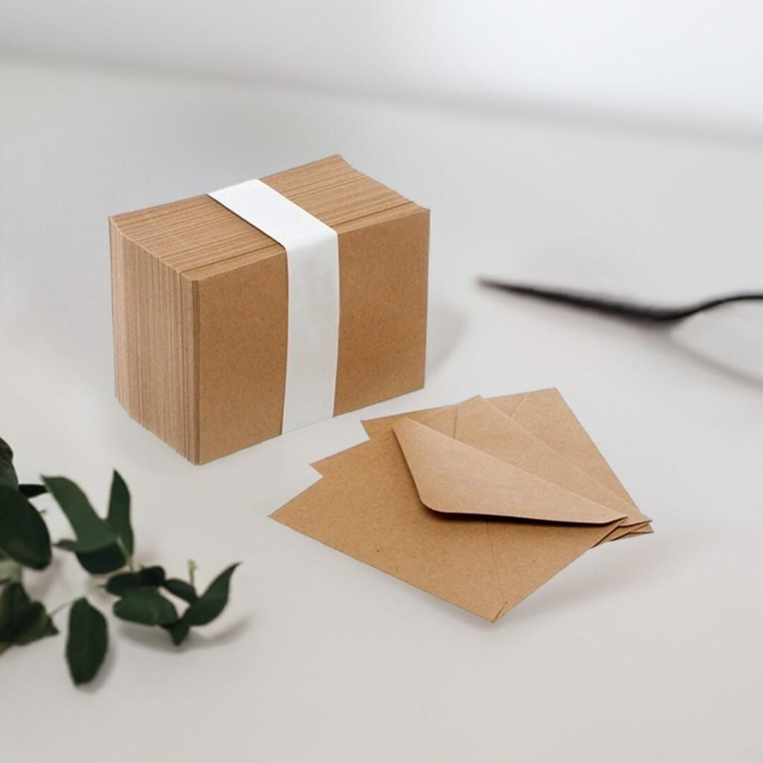 Mini Envelopes X50 Small Kraft Brown 85mm X 110mm for Wedding RSVP ...