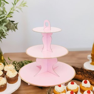 Support à cupcakes rose à 3 niveaux, gâteau en carton, dessert, fête d'anniversaire pour baby shower