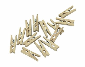 Mini Wooden Pegs x 24 Gold Craft Supplies Photos Baby Shower Party Decorations
